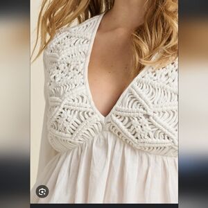 VENUS Embroidered Boho Blouse Women’s Size 8 Ivory 100% Cotton